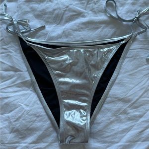 FASHION NOVA - metallic silver tie up bottoms